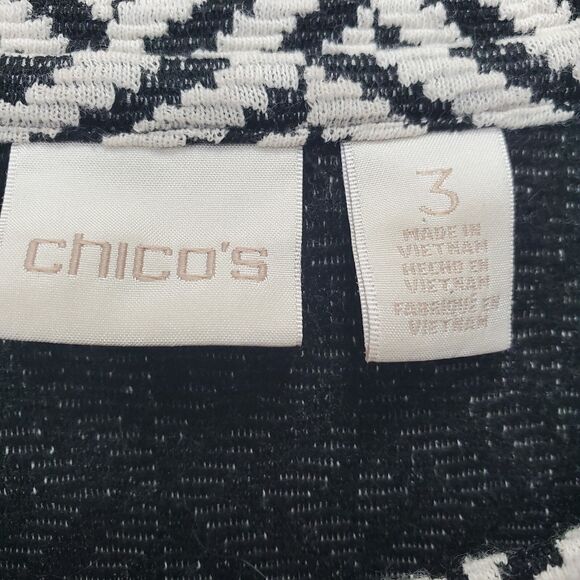 Chico’s Geometric Jacquard Amya Knit Top Chiffon Sleeves Size 3 (XL) - Picture 4 of 8